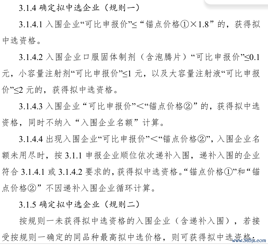 第12批集采部分拟中选规则
