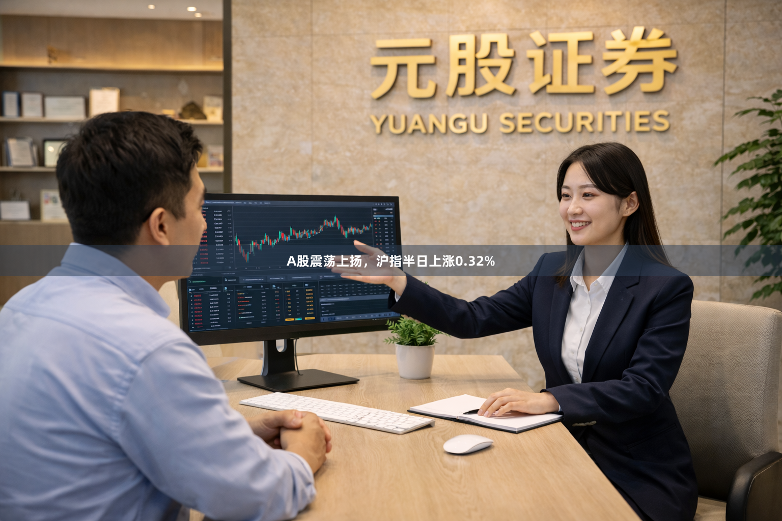 A股震荡上扬，沪指半日上涨0.32%