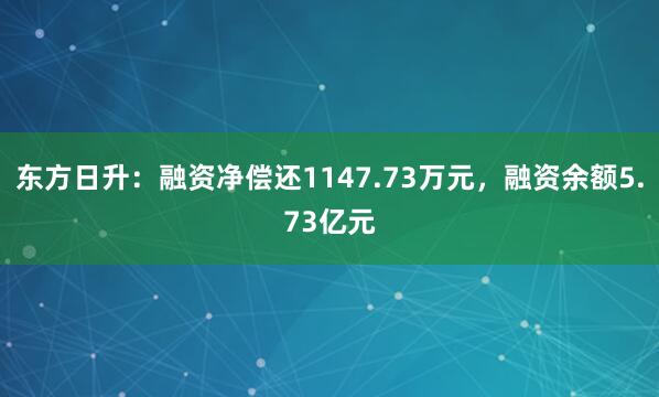 东方日升：融资净偿还1147.73万元，融资余额5.73亿元