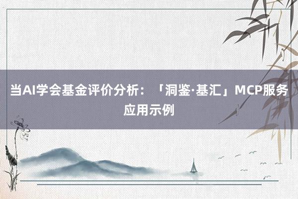 当AI学会基金评价分析：「洞鉴·基汇」MCP服务应用示例