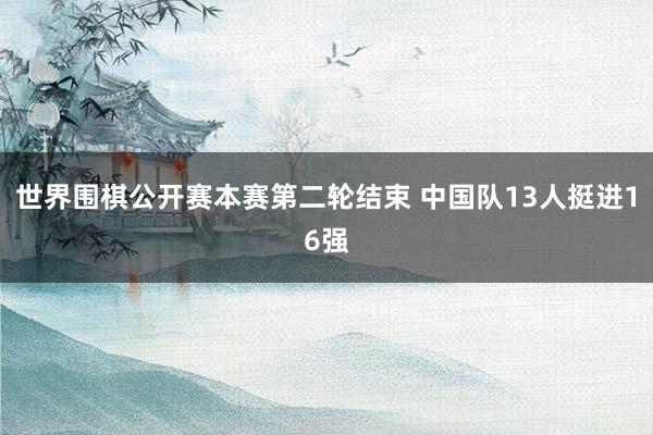 世界围棋公开赛本赛第二轮结束 中国队13人挺进16强