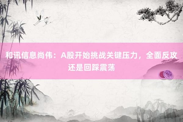 和讯信息尚伟:A股开始挑战关键压力,全面反攻还是回踩震荡