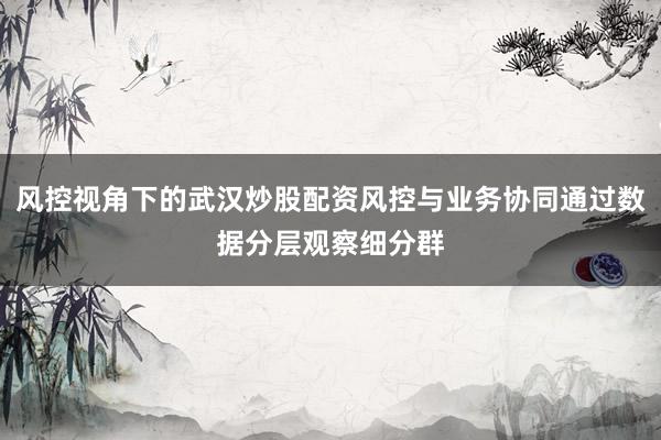 风控视角下的武汉炒股配资风控与业务协同通过数据分层观察细分群