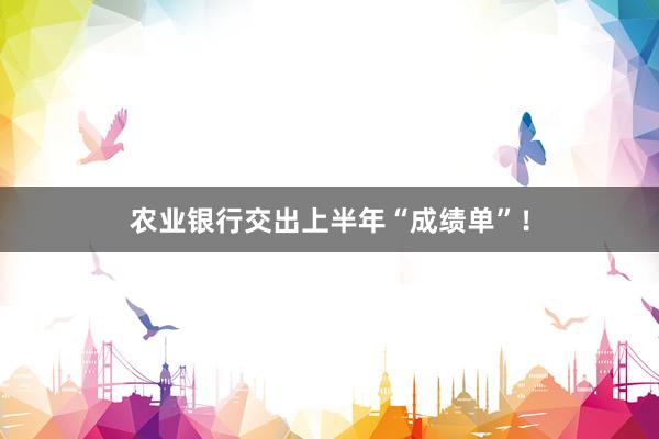 农业银行交出上半年“成绩单”！