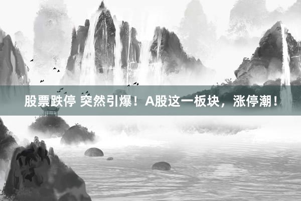 股票跌停 突然引爆！A股这一板块，涨停潮！