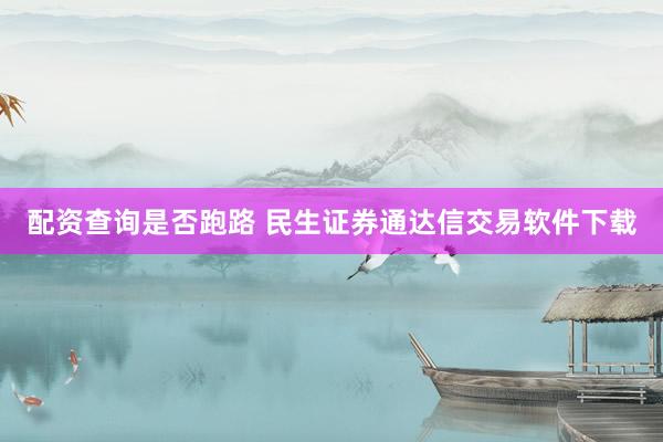 配资查询是否跑路 民生证券通达信交易软件下载