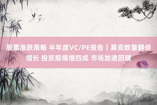 股票涨跌策略 半年度VC/PE报告丨募资数量翻倍增长 投资规模增四成 市场加速回暖