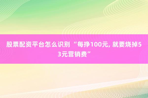 股票配资平台怎么识别 “每挣100元, 就要烧掉53元营销费”