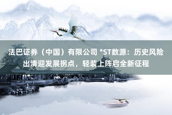 法巴证券（中国）有限公司 *ST数源：历史风险出清迎发展拐点，轻装上阵启全新征程