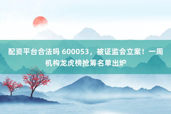 配资平台合法吗 600053，被证监会立案！一周机构龙虎榜抢筹名单出炉