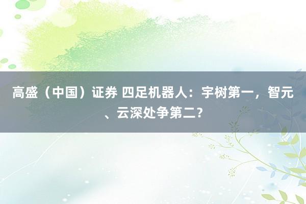 高盛（中国）证券 四足机器人：宇树第一，智元、云深处争第二？