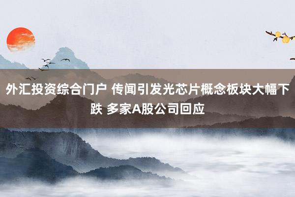 外汇投资综合门户 传闻引发光芯片概念板块大幅下跌 多家A股公司回应