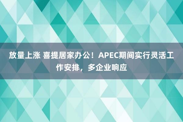 放量上涨 喜提居家办公!APEC期间实行灵活工作安排,多企业响应
