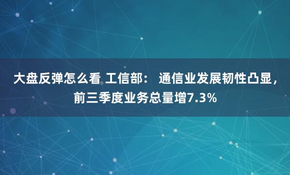 大盘反弹怎么看 工信部： 通信业发展韧性凸显，前三季度业务总量增7.3%